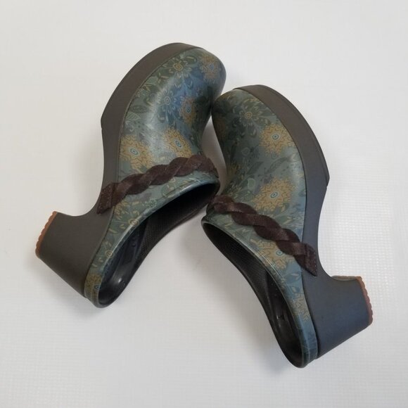 CROCS Sarah Crosslite Floral Dual Comfort Clogs Mules Heeled Shoes Size 6 - Picture 4 of 8